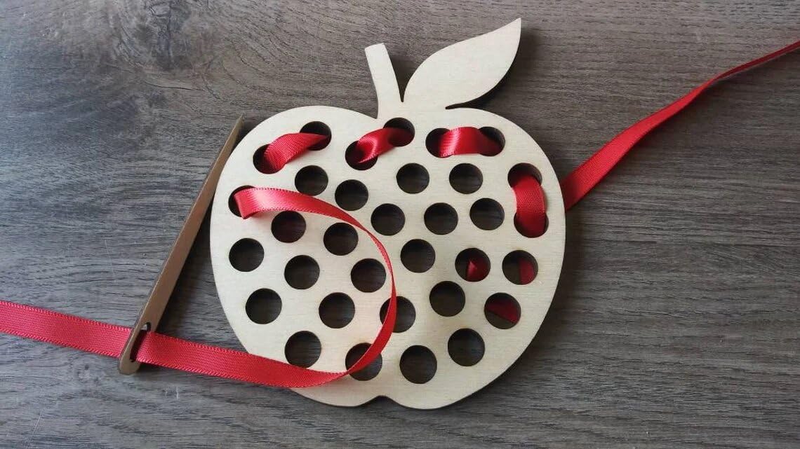 Wooden Lacing Apple Threading Toys