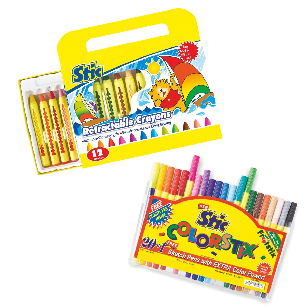 12 Unbreakable Crayons Multi colour colours set