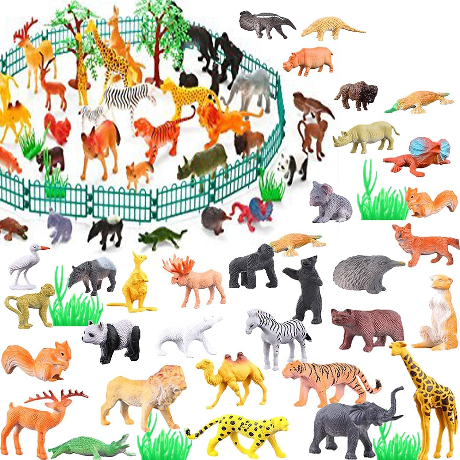 Mini Jungle Animals Figure Toys 53 Piece