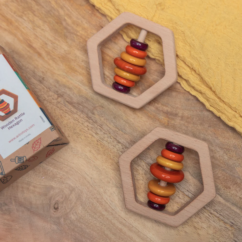 Wooden Rattle – Hexagon