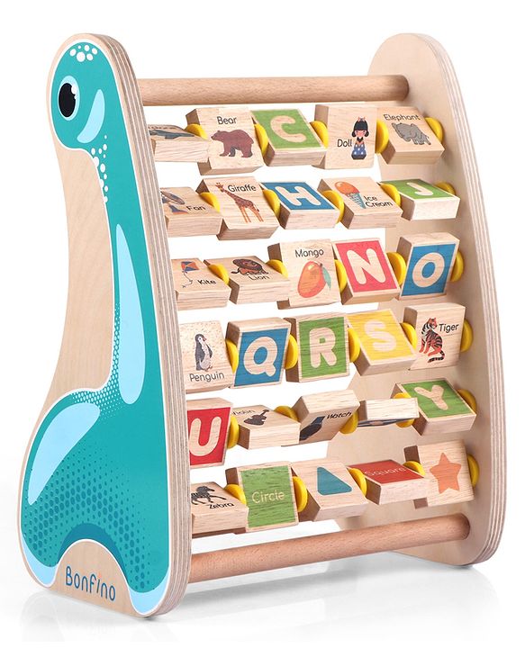 Bonfino Wooden Montessori Educational Alphabet & Abacus Toy- Multicolour