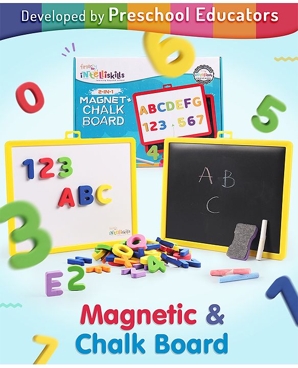 Intelliskills 2 in 1 Magnet & Chalk Board – Multicolour