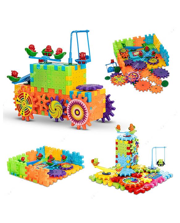 Oskart New-Battery Operated 81pcs Rotating Building Blocks with Gears for STEM Learning Educational Building Blocks Toys for 5 Years Old Girls and Boys