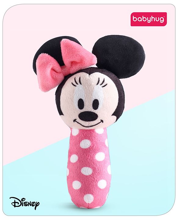 Soft Minnie Mouse Squeaker Baby Rattle – Pink