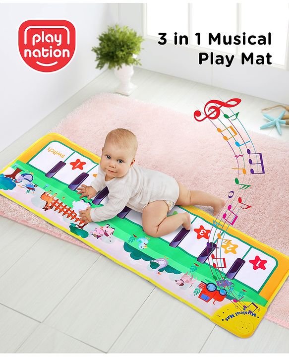 Play Nation Premium 3 in 1 Yellow Musical Play Mat with Piano Keyboard