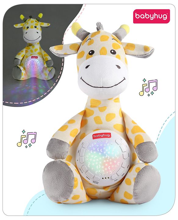 Babyhug Giraffe Music Projector Soft Toy Yellow & Grey – Height 39.5 cm