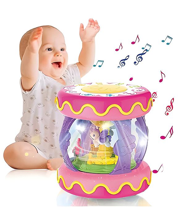 YAMAMA Musical Hand Drum Toys For Kids Music Pat Drums With Pop Music Touch Function And 3D Lights With Music Early Educational Learning Toys For Kids Baby – Multicolor