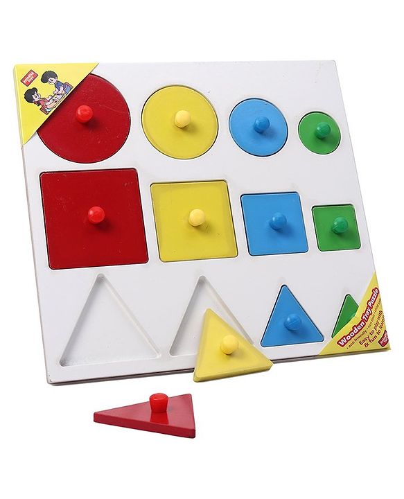 Anindita Toys Wooden Knob & Peg Puzzle Multicolour – 12 pieces