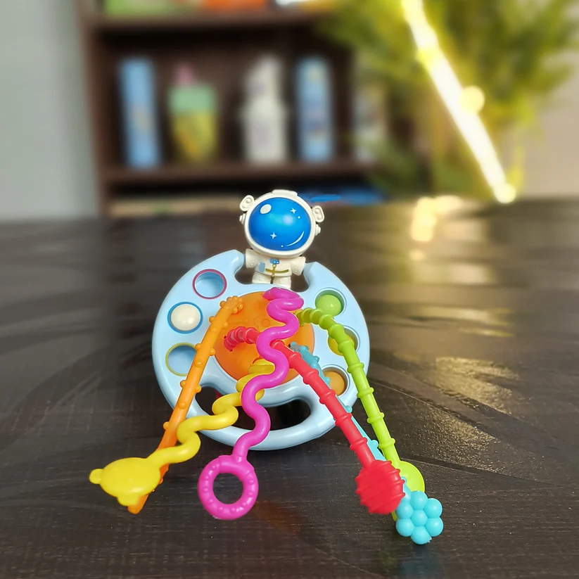 Space Pull String Teething Toy for Babies – Sensory Montessori Travel Toy